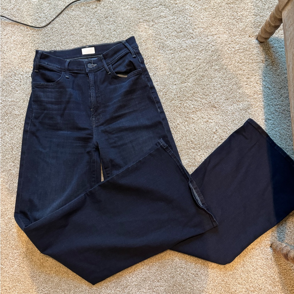Mother Dark Navy Wide Leg Flare Jeans